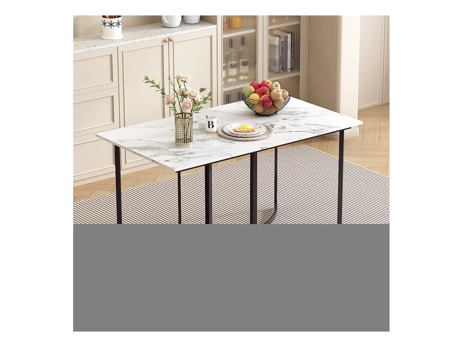 Mesa de jantar 140x80 cm efeito mármore branco pernas metálicas curvas reguláveis ​​cozinha sala de estar