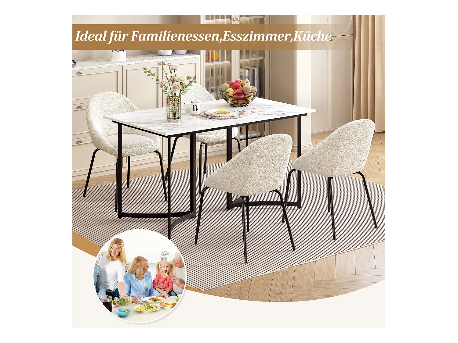 Mesa de jantar 140x80 cm efeito mármore branco pernas metálicas curvas reguláveis ​​cozinha sala de estar