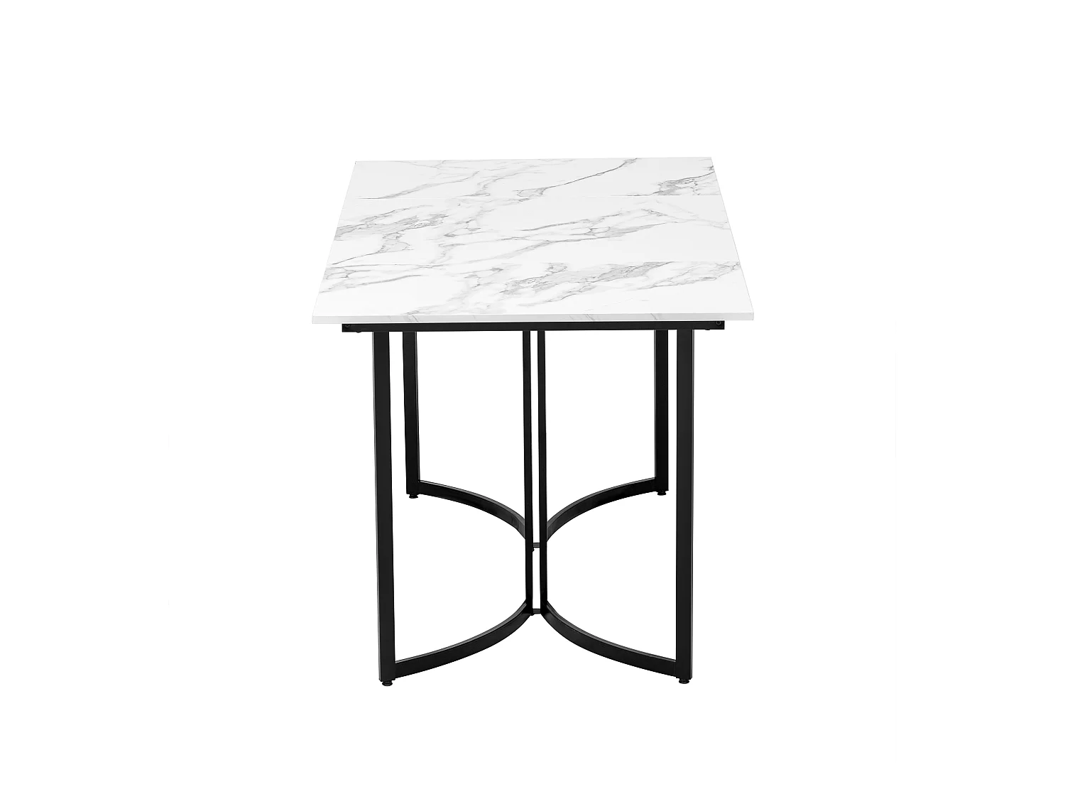 Mesa de jantar 140x80 cm efeito mármore branco pernas metálicas curvas reguláveis ​​cozinha sala de estar