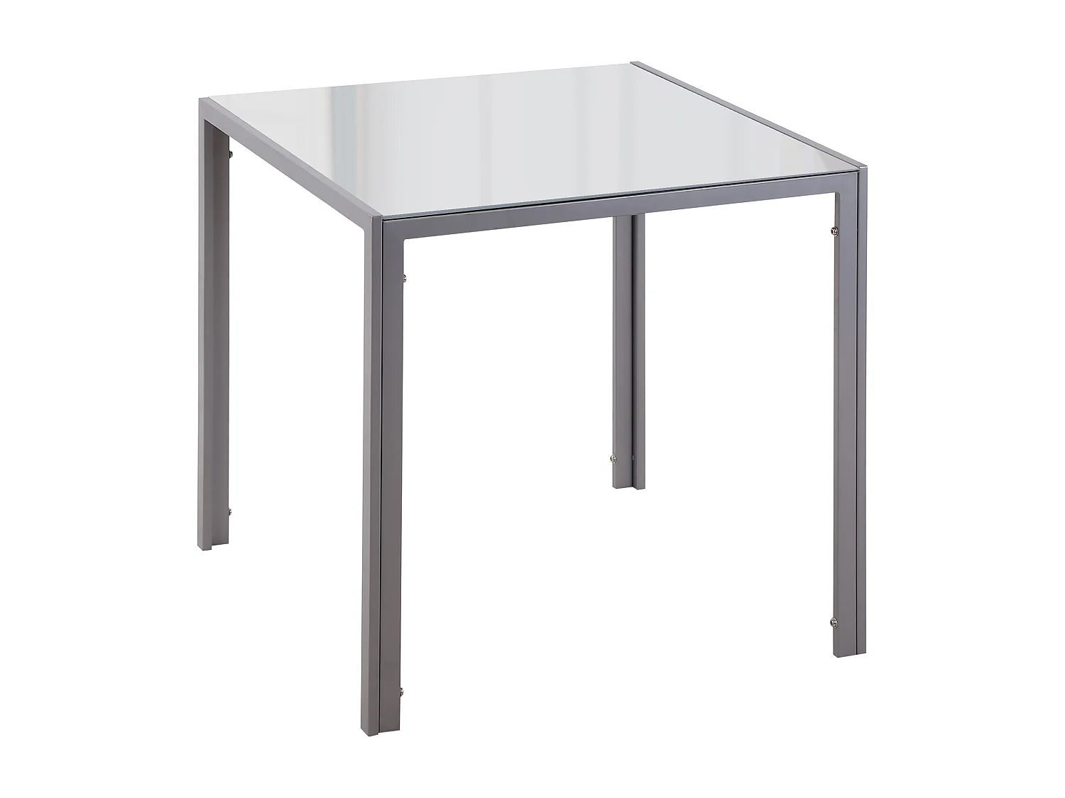 Mesa quadrada de vidro e metal para 4 pessoas cozinha sala de jantar 75x75 cm cinza
