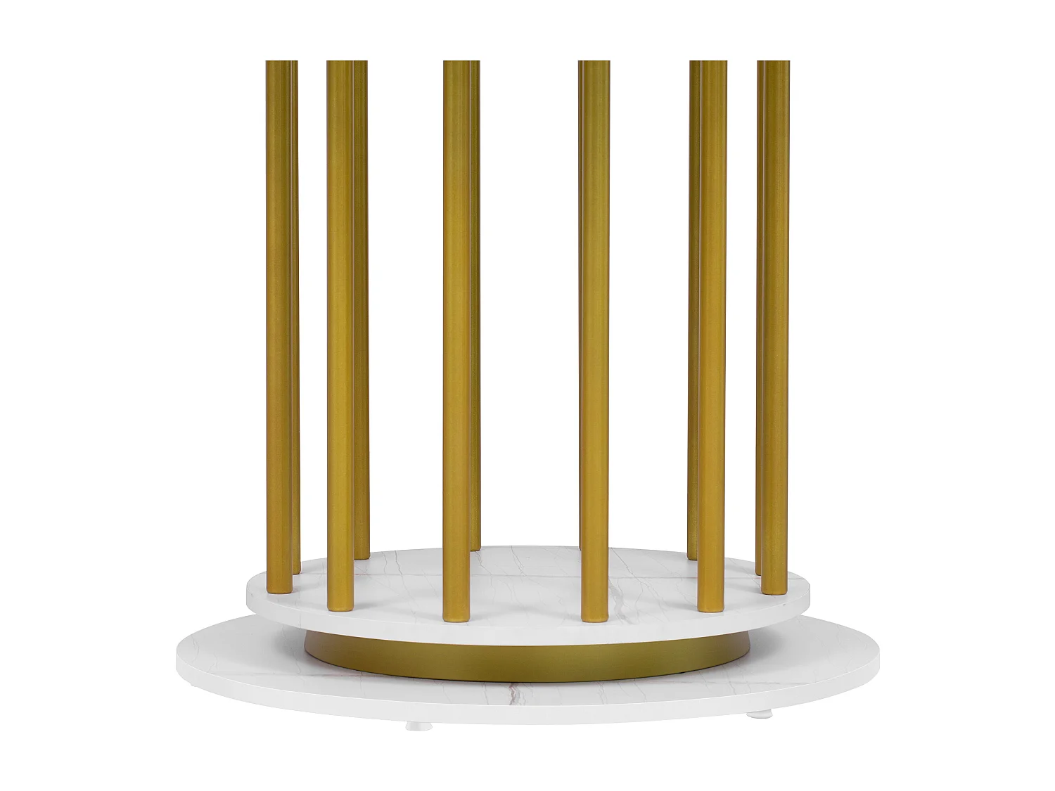 Tavolo rotondo in MDF e metallo 110 cm design moderno bianco e dorato per sala da pranzo