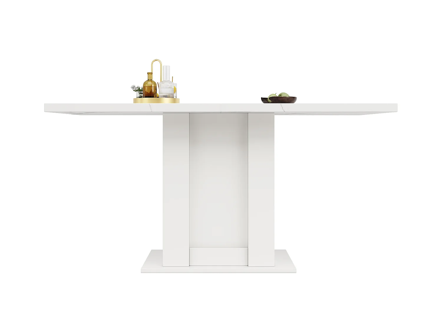 Mesa de comedor de MDF con 3 niveles de almacenaje para cocina, salón y encimera de mármol blanco, 140×75