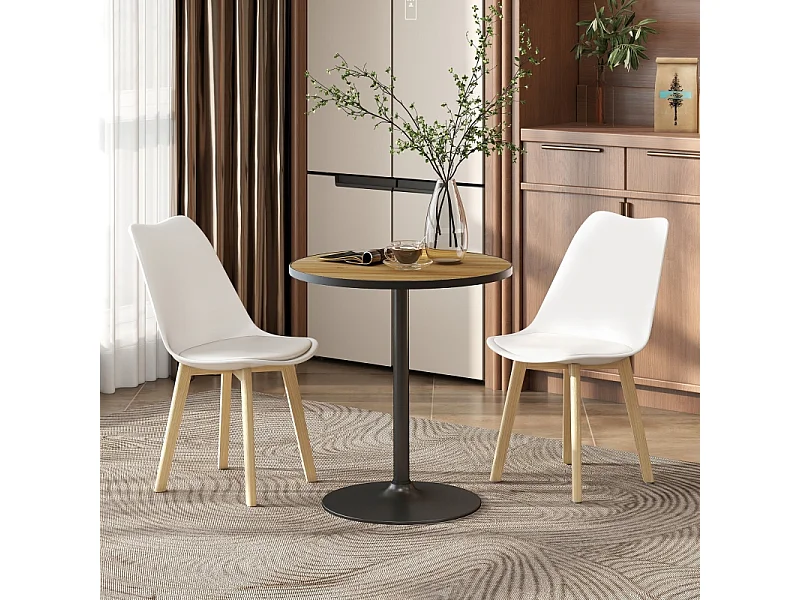 Mesa redonda moderna madeira MDF para 4 pessoas sala de estar sala de jantar Ø70 x 76 cm carvalho