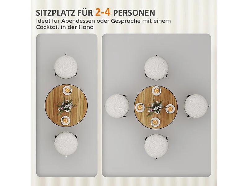 Tavolo rotondo moderno MDF bois pour 4 personnes salon salle à manger Ø70 x 76 cm chêne