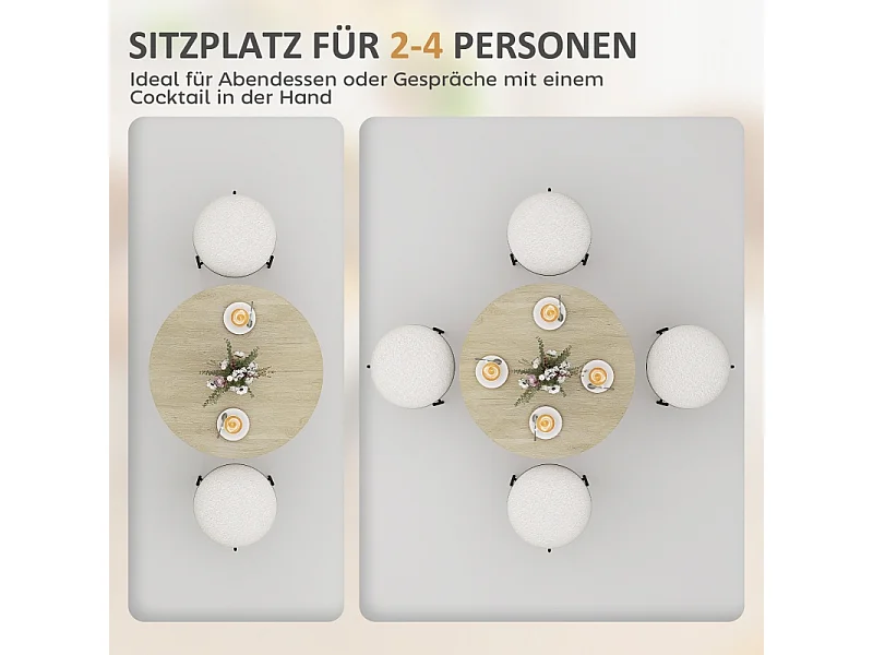 Mesa redonda industrial MDF e aço para 2 pessoas cozinha sala de jantar Ø80x75 cm carvalho