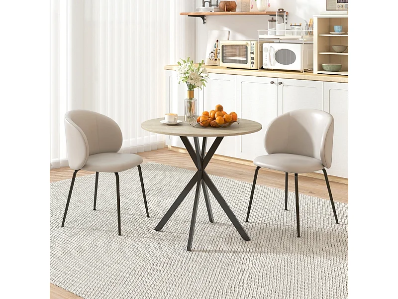 Mesa redonda industrial MDF e aço para 2 pessoas cozinha sala de jantar Ø80x75 cm carvalho