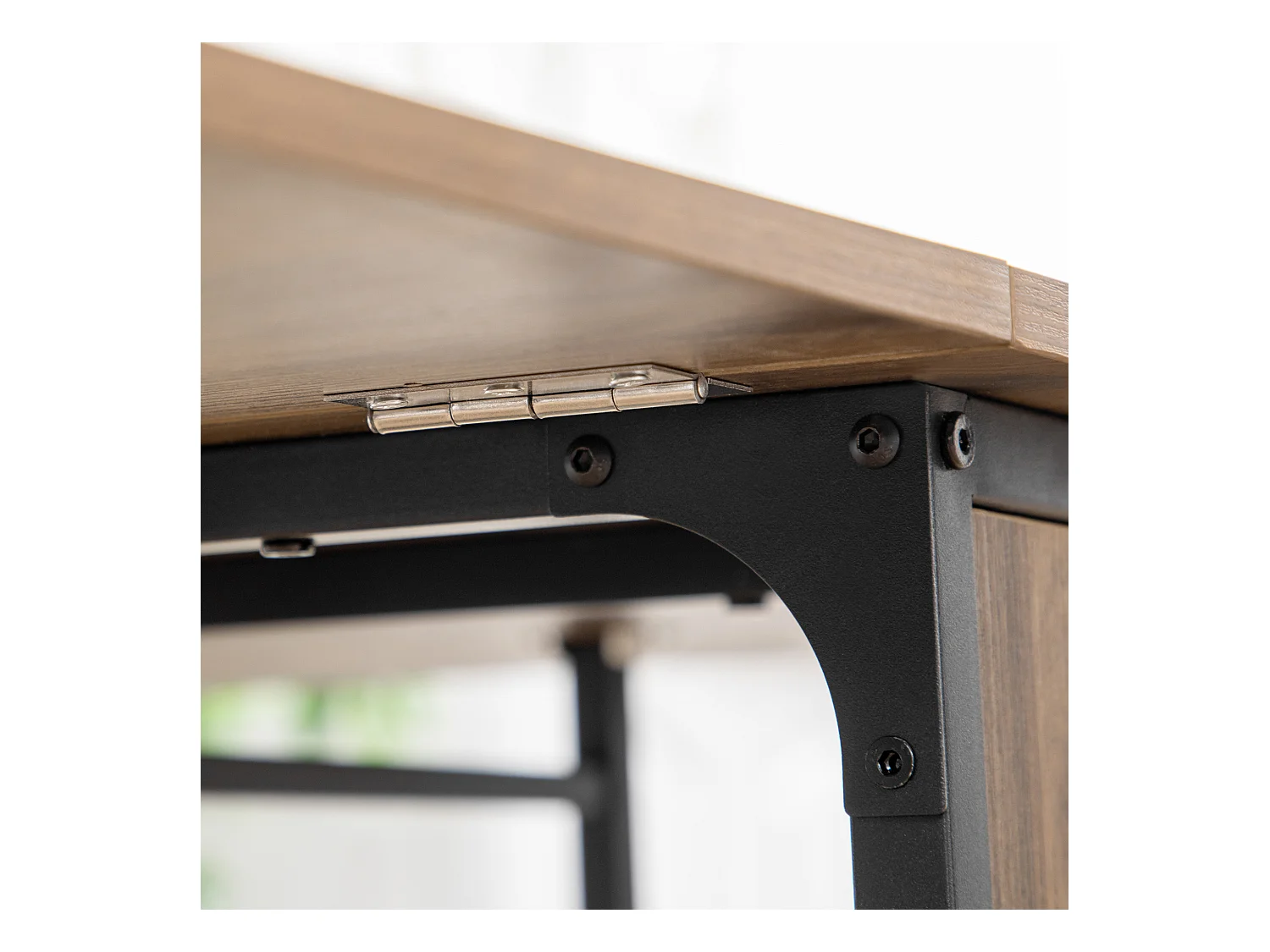 Mesa de comedor plegable móvil de MDF para 6 personas con almacenamiento para espacios pequeños, madera clara