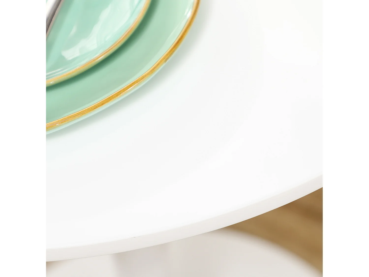 Tavolo rotondo in MDF e acciaio Ø70 cm, stile moderno per cucina e salone bianco