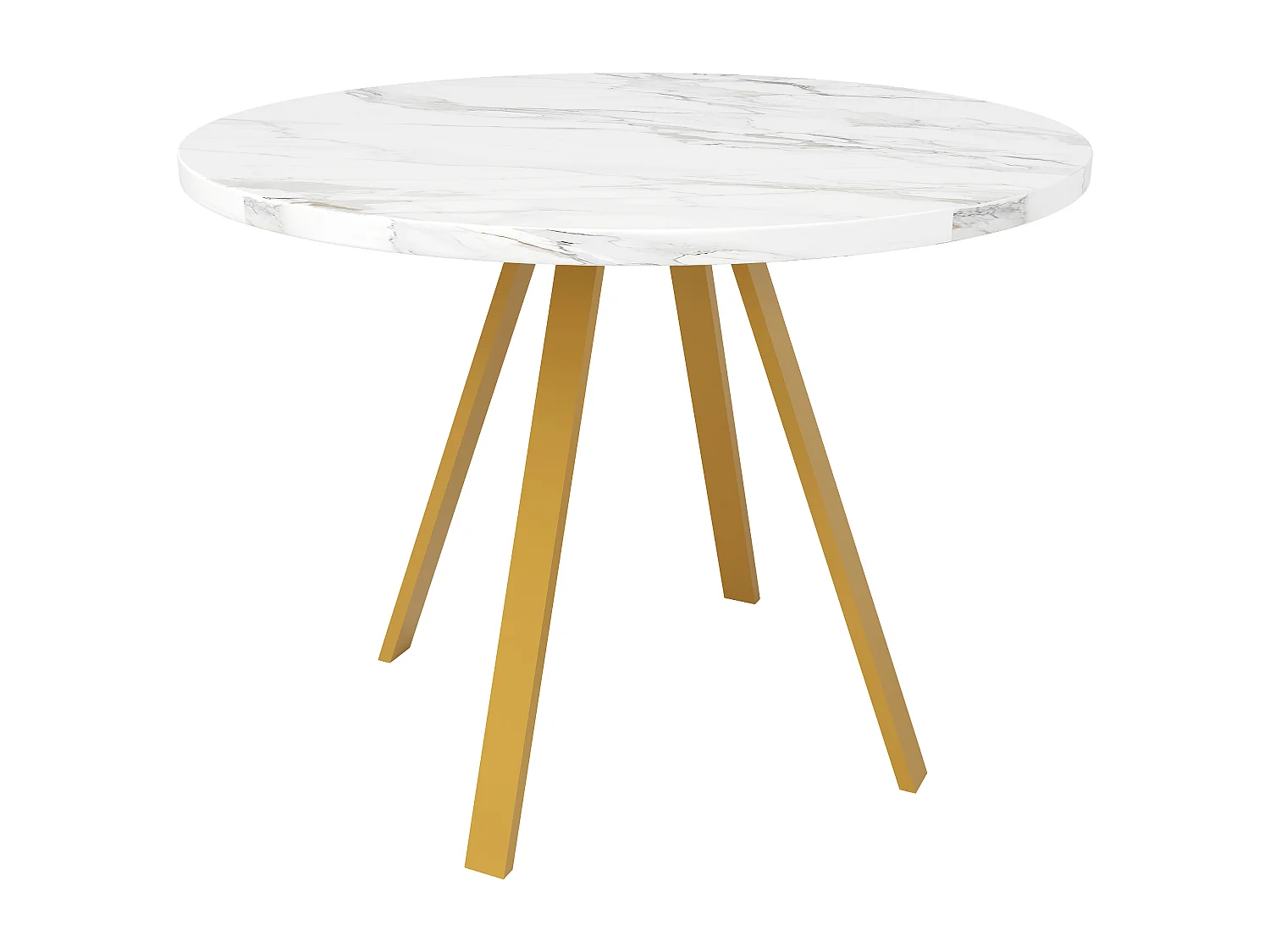 Tavolo rotondo 80 cm MDF metallo bianco marmo dorato per salone salle à manger 4 persone