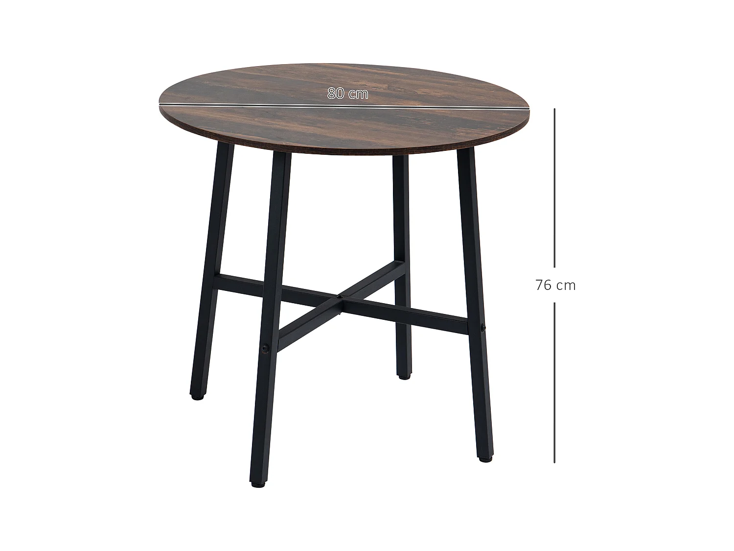 Mesa de Jantar Quadrada Madeira e Metal 4 Pessoas 80x80x76 cm Cozinha Sala Marrom