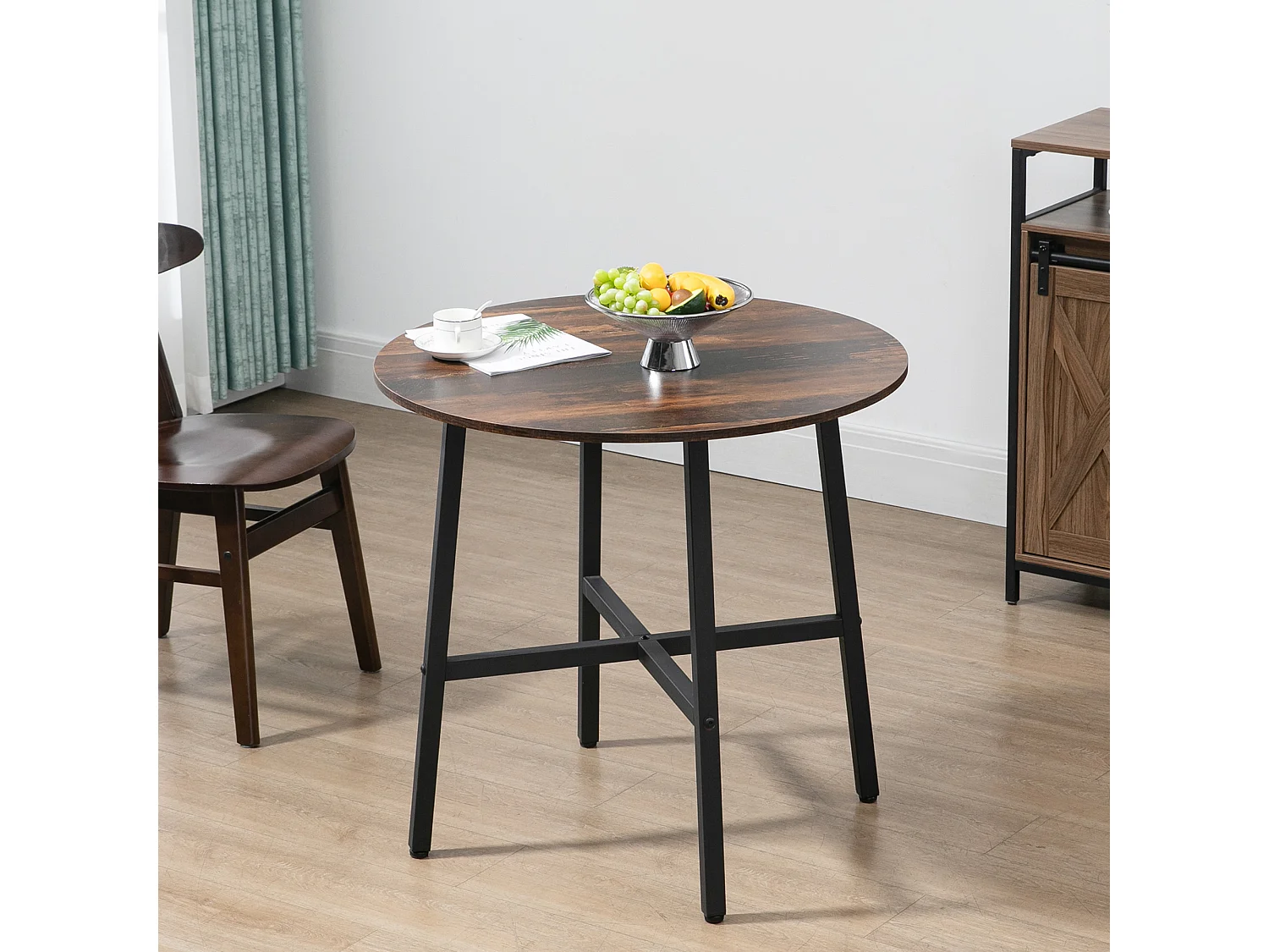 Mesa de Jantar Quadrada Madeira e Metal 4 Pessoas 80x80x76 cm Cozinha Sala Marrom