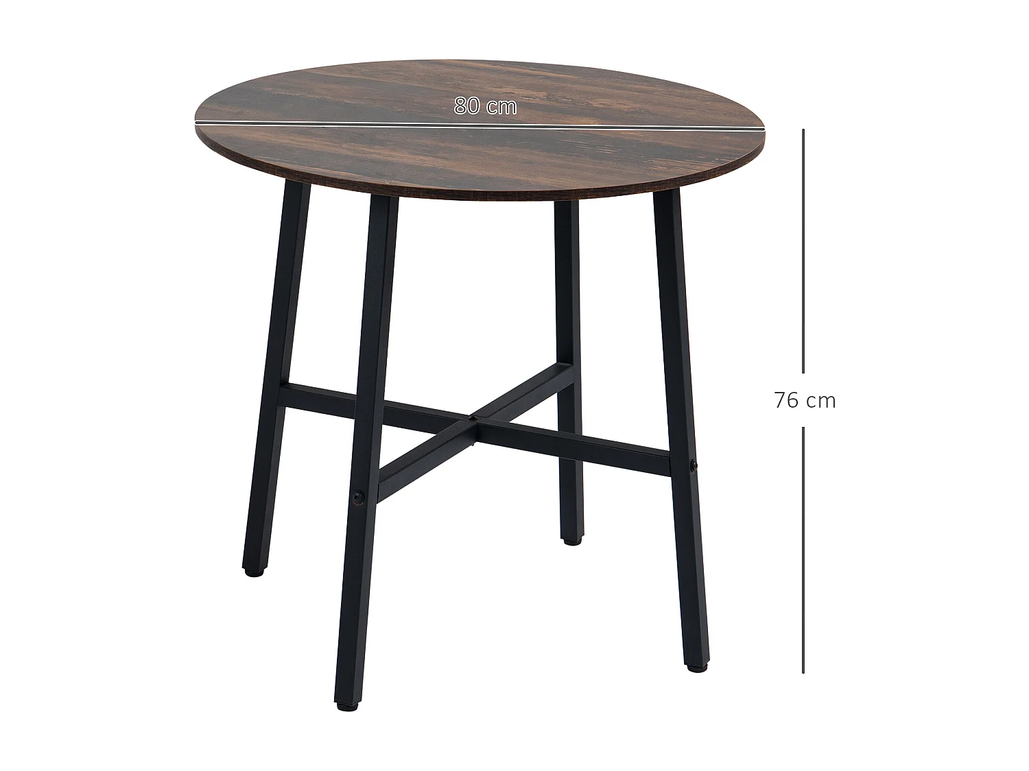 Mesa de Jantar Quadrada Madeira e Metal 4 Pessoas 80x80x76 cm Cozinha Sala Marrom