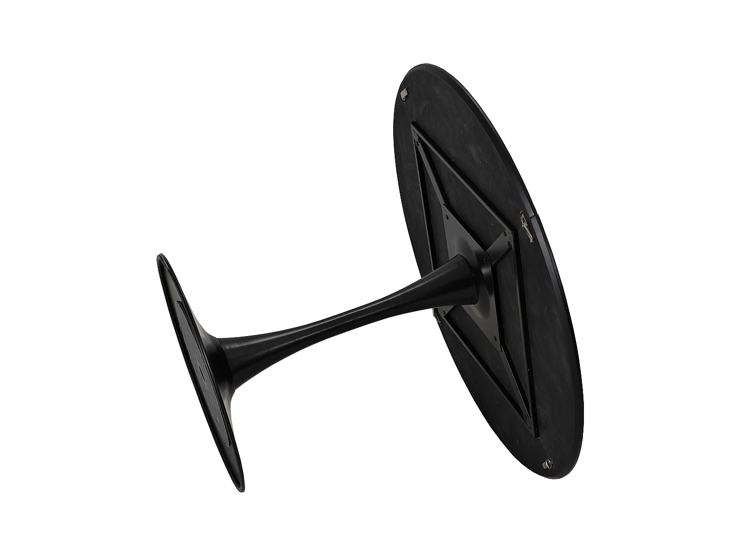 Mesa redonda MDF efeito madeira preta 120 cm metal para sala de jantar e sala de estar