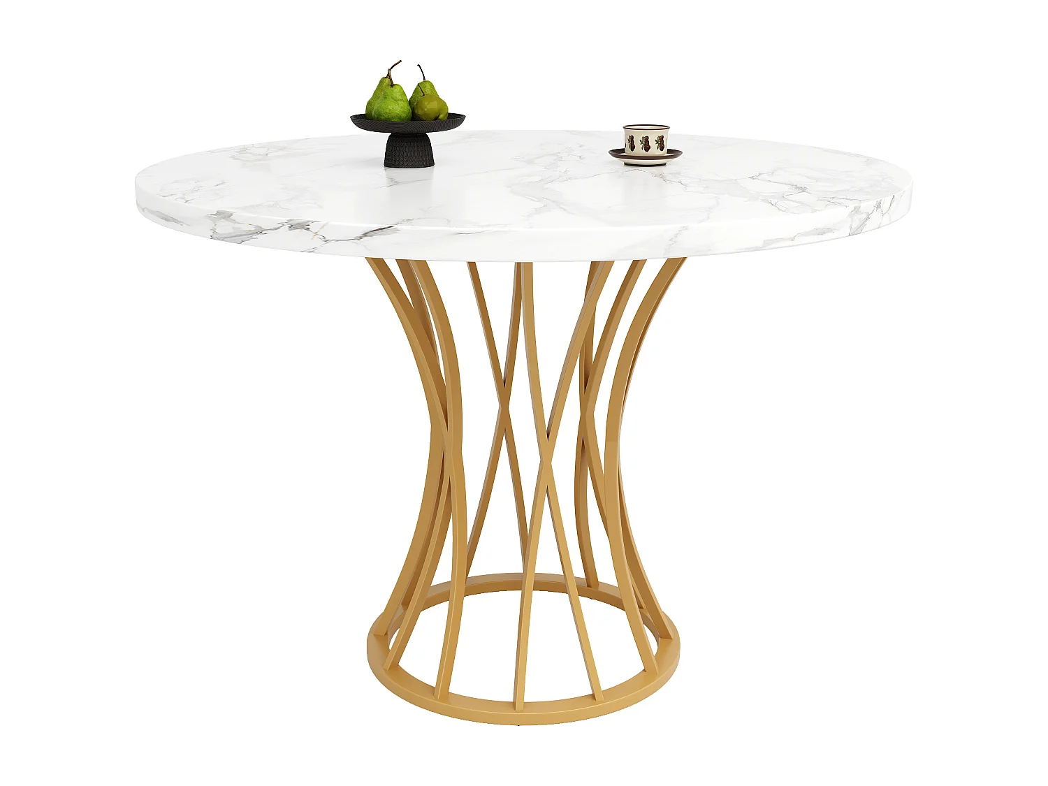 Tavolo rotondo MDF marmo 80x80 cm salle à manger salone 4-6 persone pied dorés