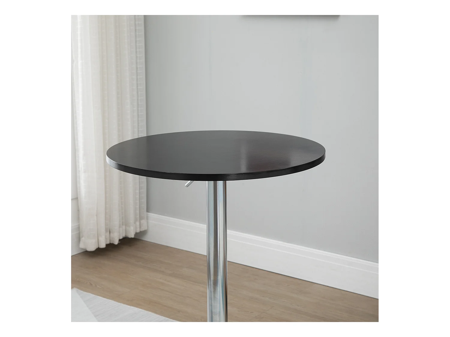 Tavolo da bar rotondo MDF metallo regolabile girevole Ø61x70-97 cm Salon Cuisine Noir