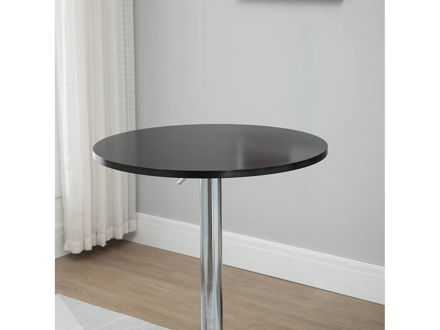 Tavolo da bar rotondo MDF metallo regolabile girevole Ø61x70-97 cm Salon Cuisine Noir