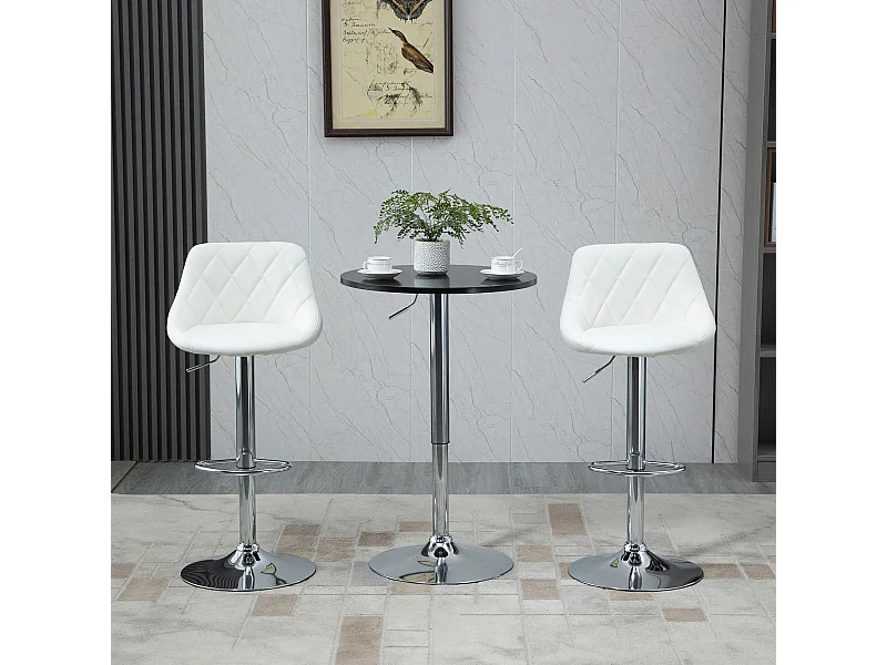 Tavolo da bar rotondo MDF metallo regolabile girevole Ø61x70-97 cm Salon Cuisine Noir