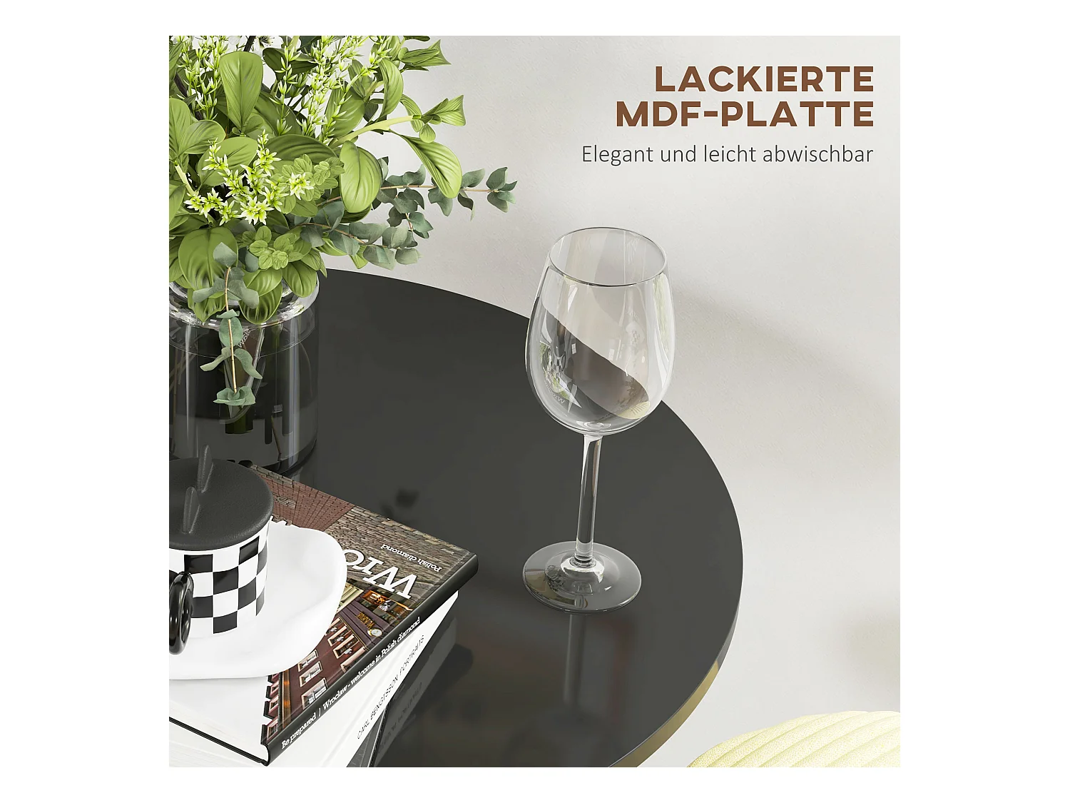 Mesa Alta Redonda MDF e Aço Ø60 x 102 cm, Moderna Bartisch para Cozinha e Sala Preta