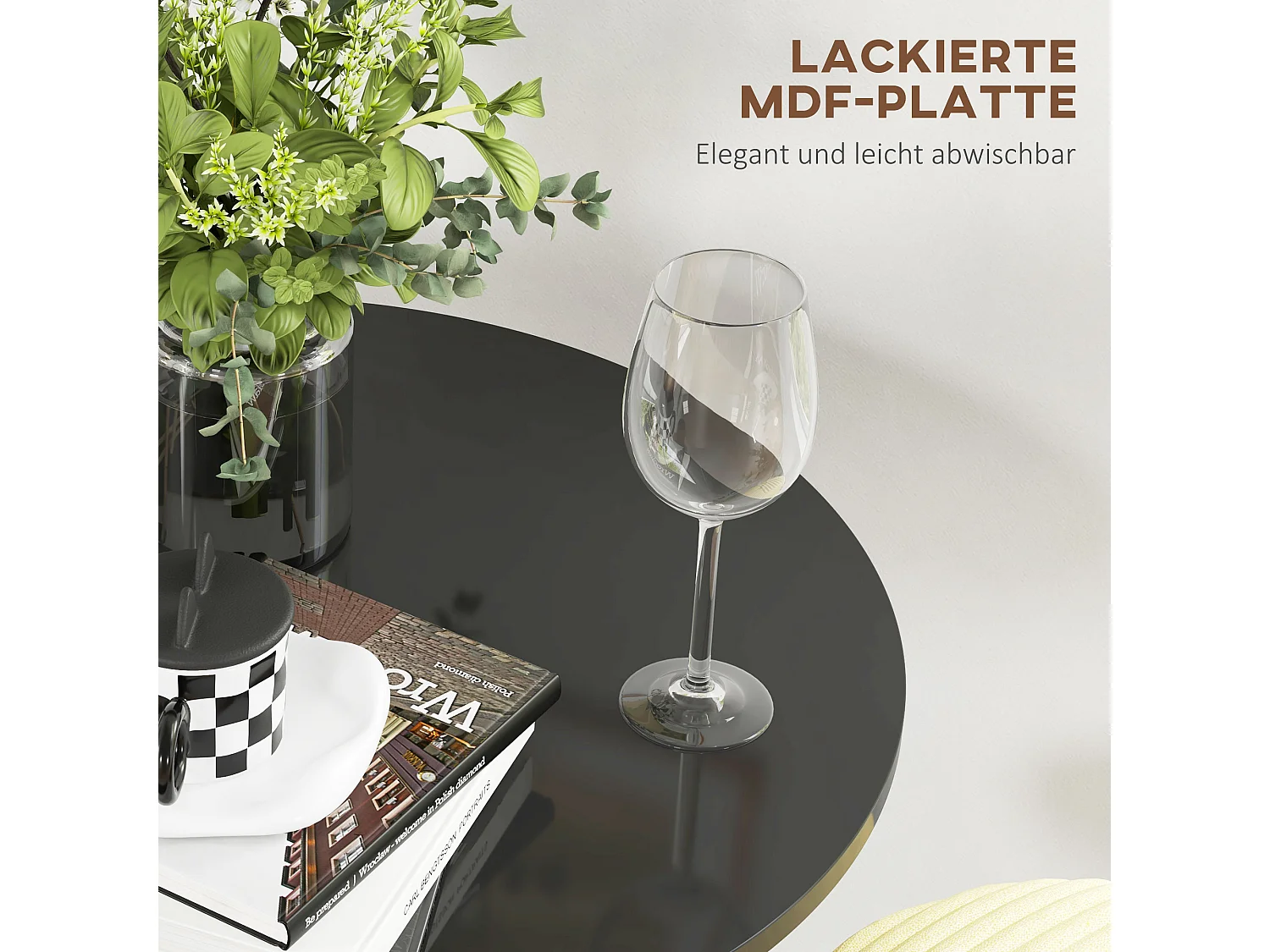 Tavolo Haute Ronde MDF e acciaio Ø60 x 102 cm, Bartisch Moderne pour Cuisine et Salon Noir