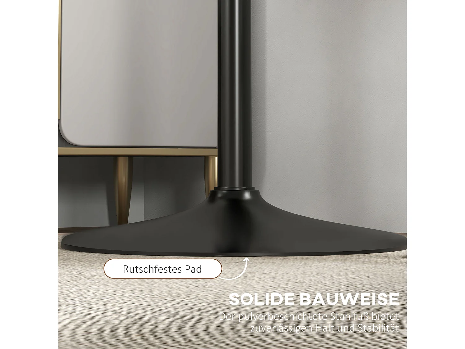 Tavolo Haute Ronde MDF e acciaio Ø60 x 102 cm, Bartisch Moderne pour Cuisine et Salon Noir