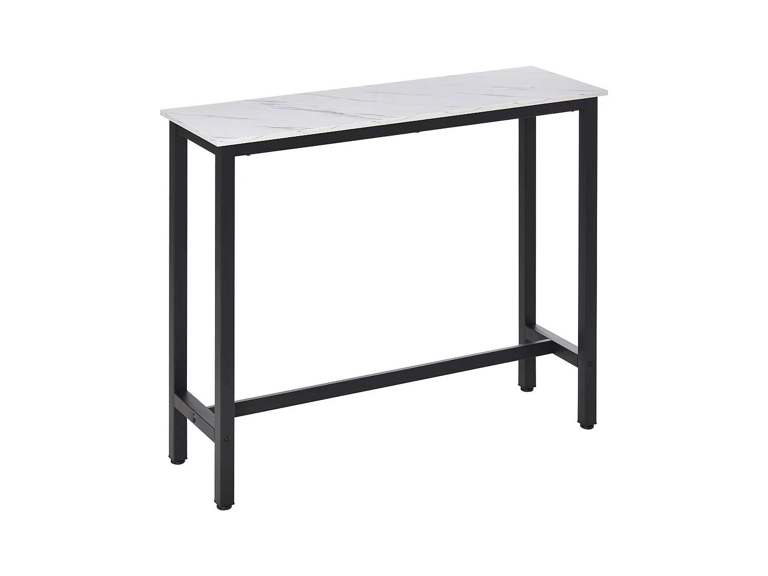 Mesa de Bar MDF Metal Mármore Optik 120x40x100 cm Sala Cozinha Branco Preto