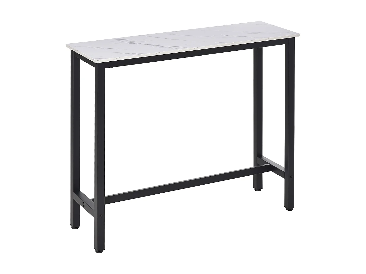 Mesa de Bar MDF Metal Mármore Optik 120x40x100 cm Sala Cozinha Branco Preto