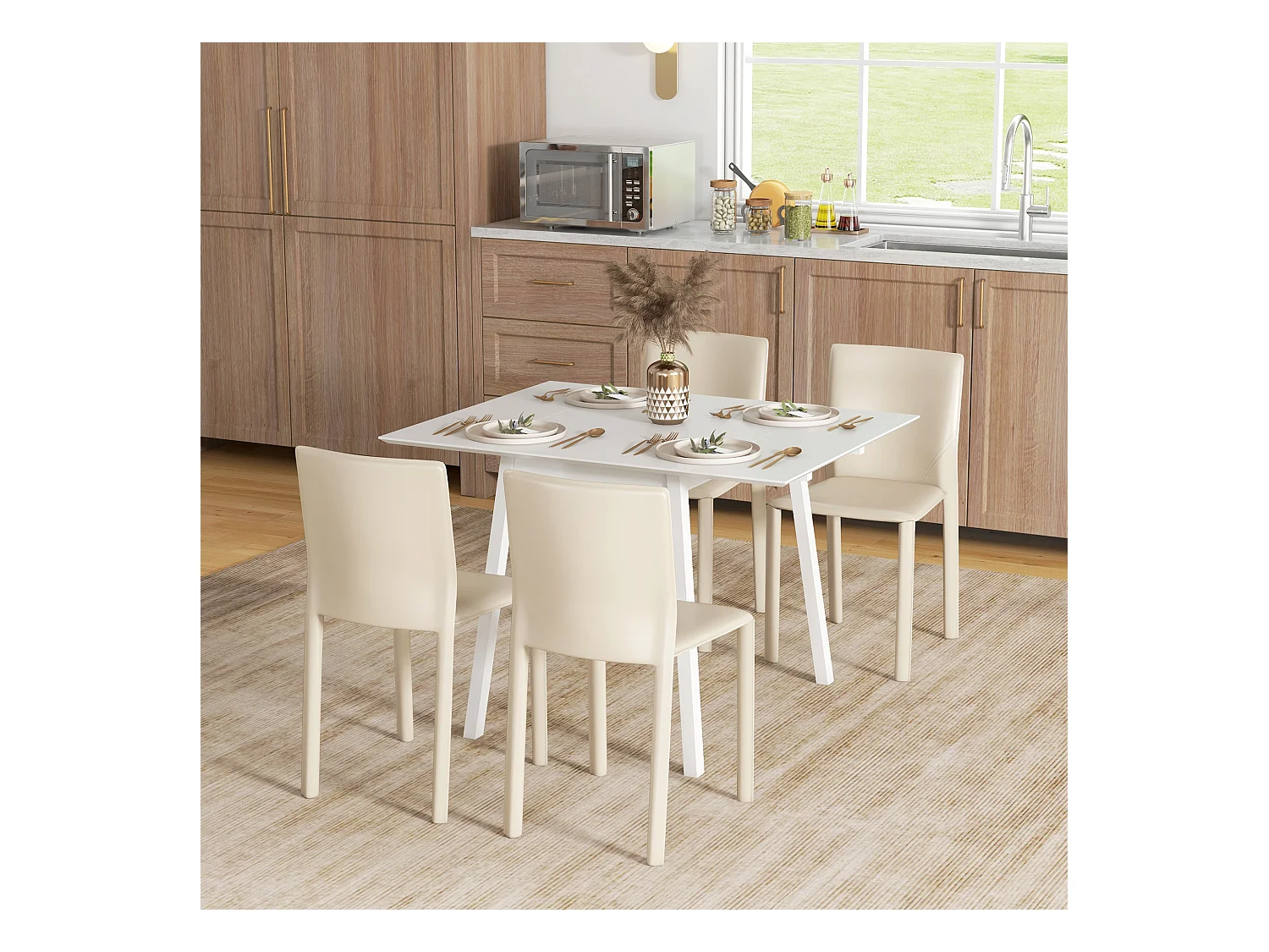 Mesa de comedor plegable de madera para 2-4 personas, cocina, comedor, color blanco, 110 x 86 x 75 cm