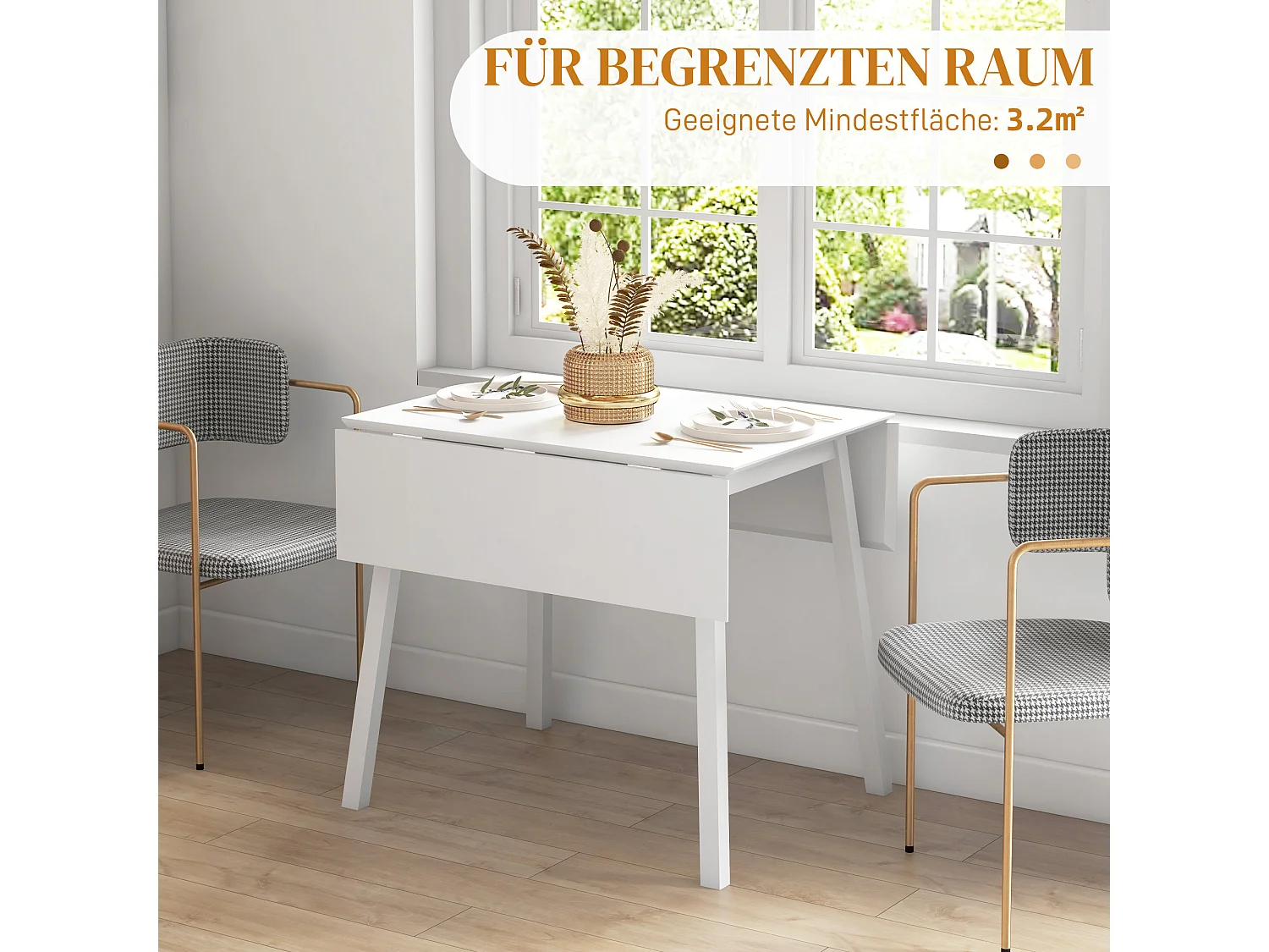 Mesa de comedor plegable de madera para 2-4 personas, cocina, comedor, color blanco, 110 x 86 x 75 cm