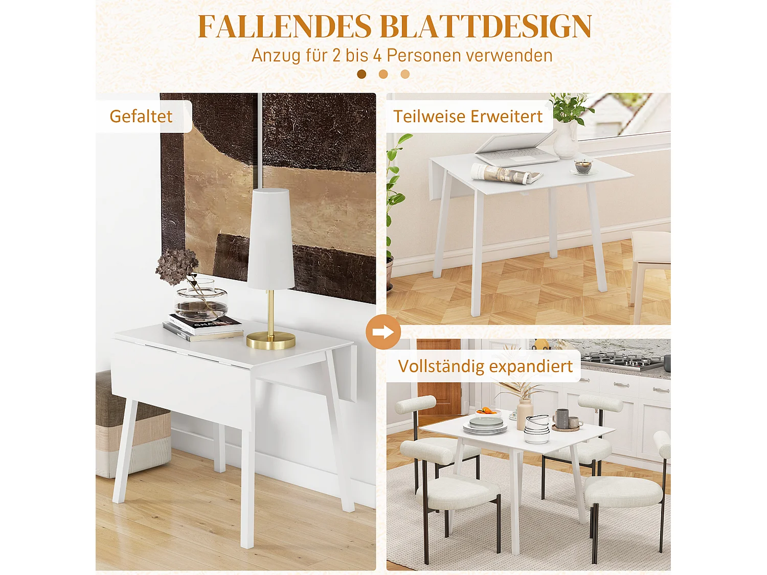 Table à Manger Pliante Bois pour 2-4 Personnes Cuisine Salle à Manger Blanc 110x86x75 cm