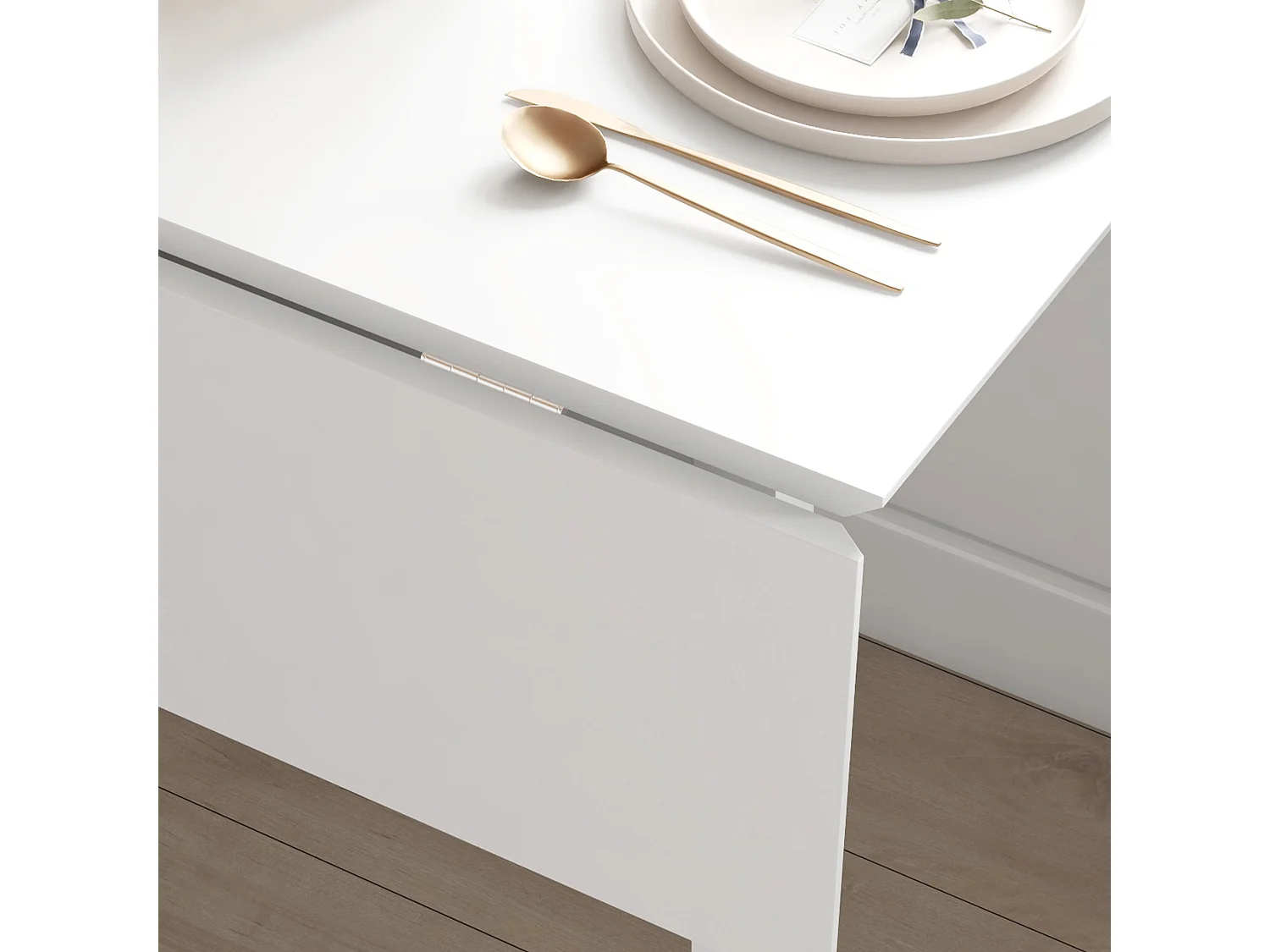 Table à Manger Pliante Bois pour 2-4 Personnes Cuisine Salle à Manger Blanc 110x86x75 cm