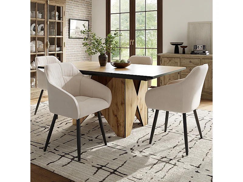 Tavolo da mangiatoia MDF bois brun 138,5x80 cm 4-6 persone cucina salone