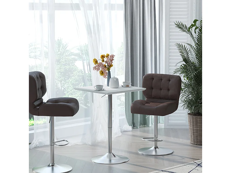 Tavolo Haute MDF e acciaio 60x60 cm, Bartisch Moderne Réglable pour Cuisine et Jardin Blanc