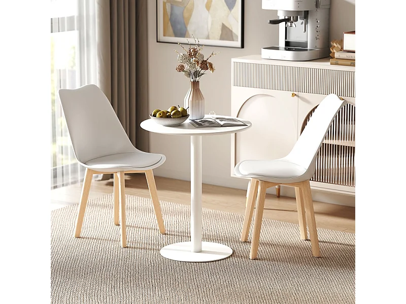 Tavolo rotondo in acciaio per 2 persone moderna interno esterno cucina bianco Ø60x72 cm