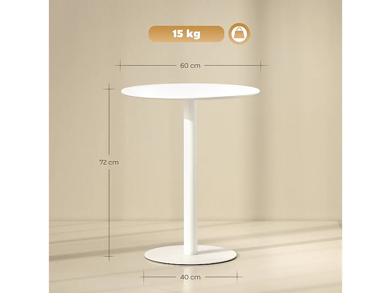 Tavolo rotondo in acciaio per 2 persone moderna interno esterno cucina bianco Ø60x72 cm