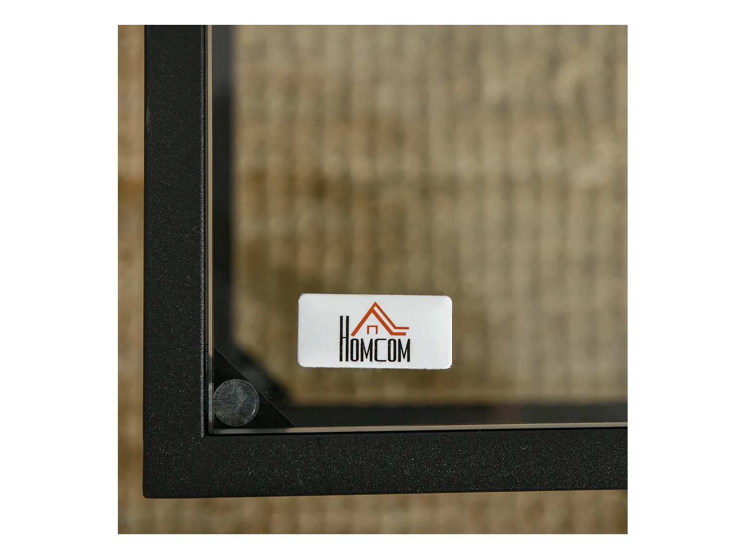 Mesa auxiliar de cristal con 3 estantes de acero negro, mesa de centro para salón 100x55x45,5 cm