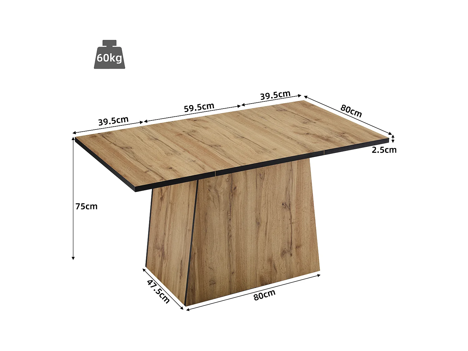 Tavolo da pranzo MDF bois marrone per cucina salone 138,5x80 cm 4-6 persone