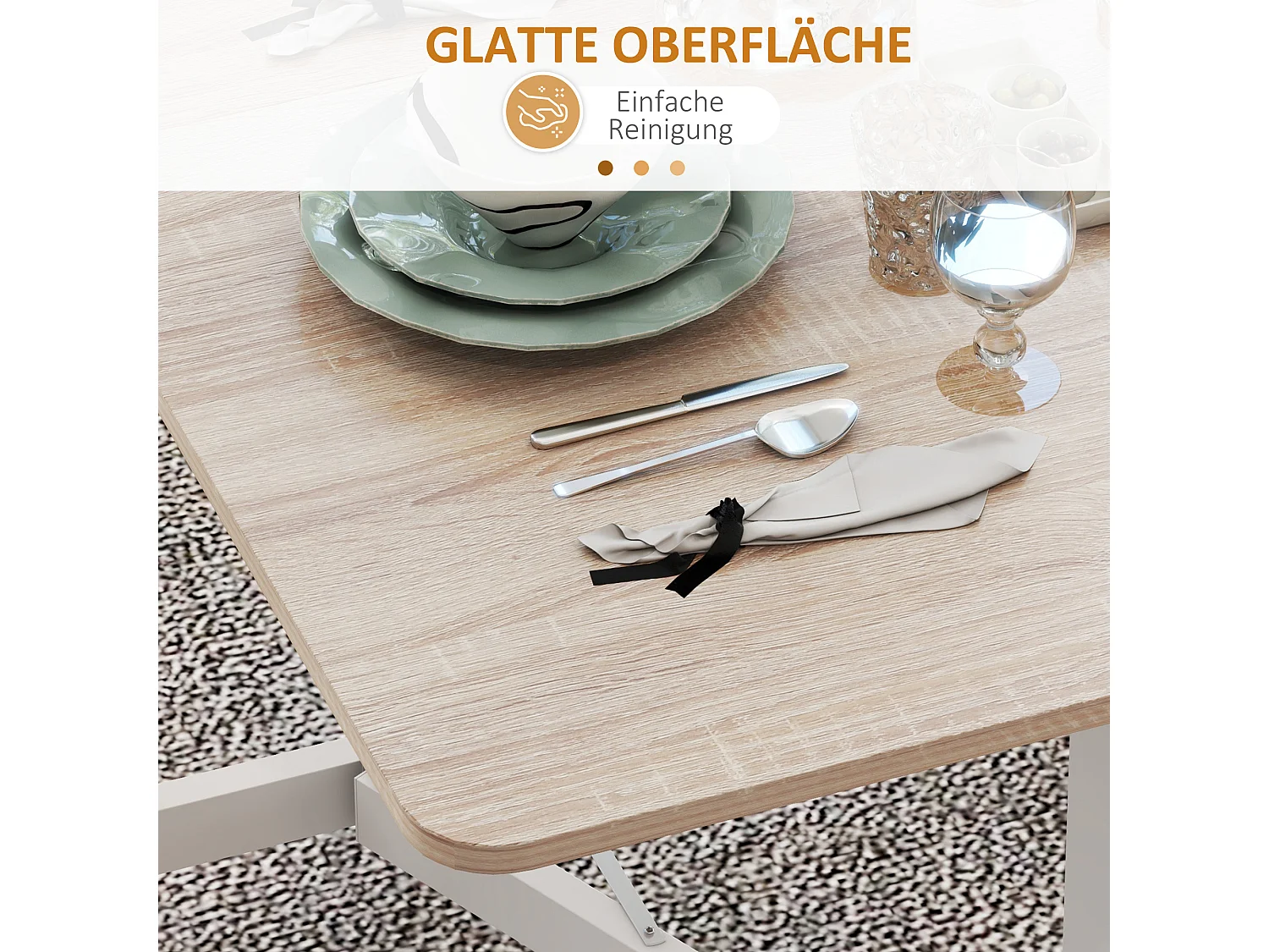 Tavolo da pranzo pieghevole in metallo e MDF con roulette per 4-6 persone, cucina per cucina