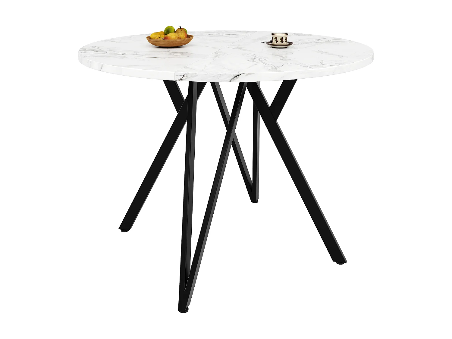 Mesa redonda 100×100×76cm MDF imitación mármol negro metal salón cocina