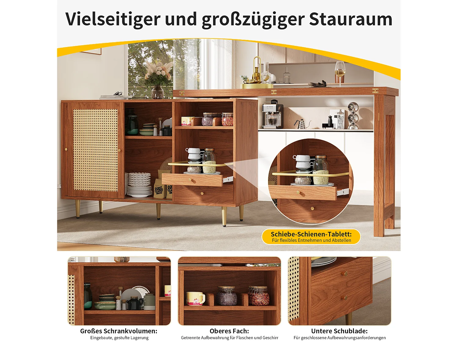 Mesa alta giratoria de MDF con almacenaje extensible para cocina y salón 107×40×71,4 cm marrón