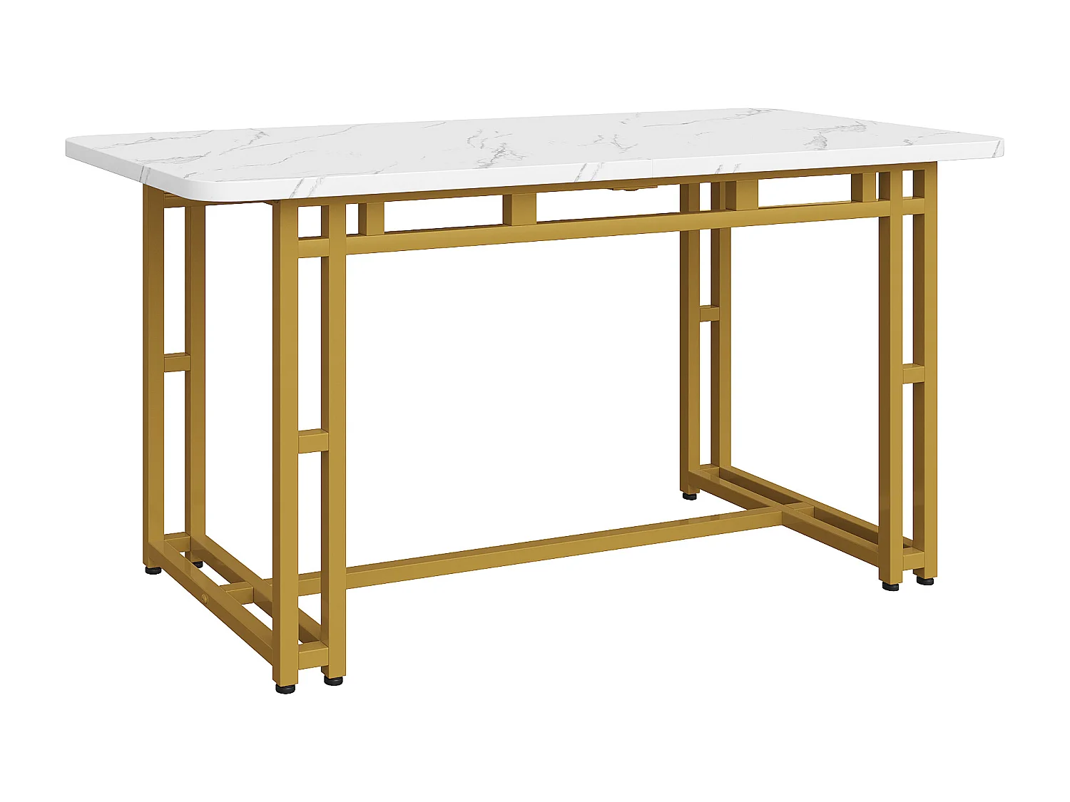 Mesa de comedor 120x70 cm MDF metal moderno comedor salón patas doradas