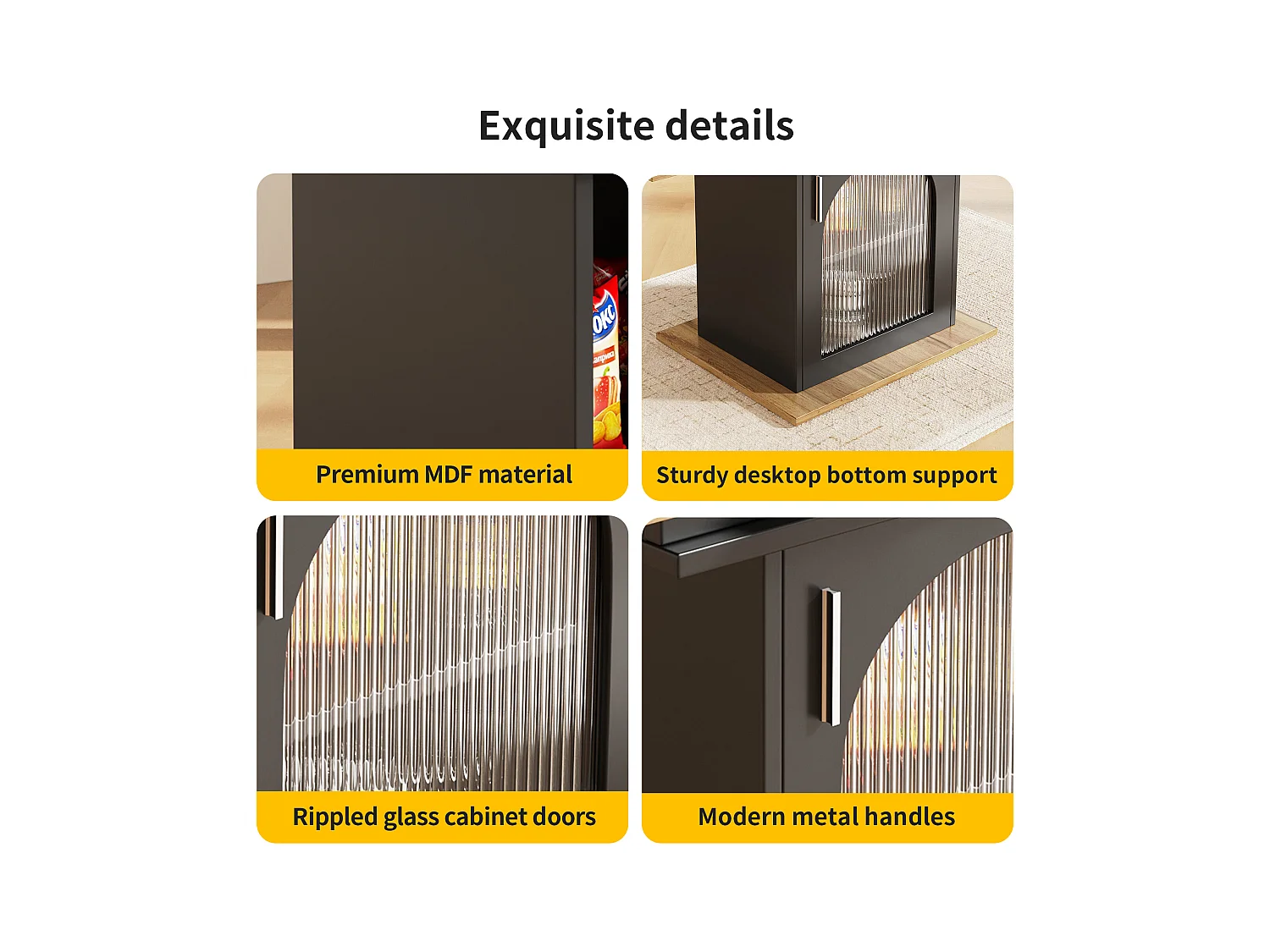 Mesa extensível de MDF com prateleiras de 3 níveis para cozinha e sala de estar 110-140×80cm natural e preto