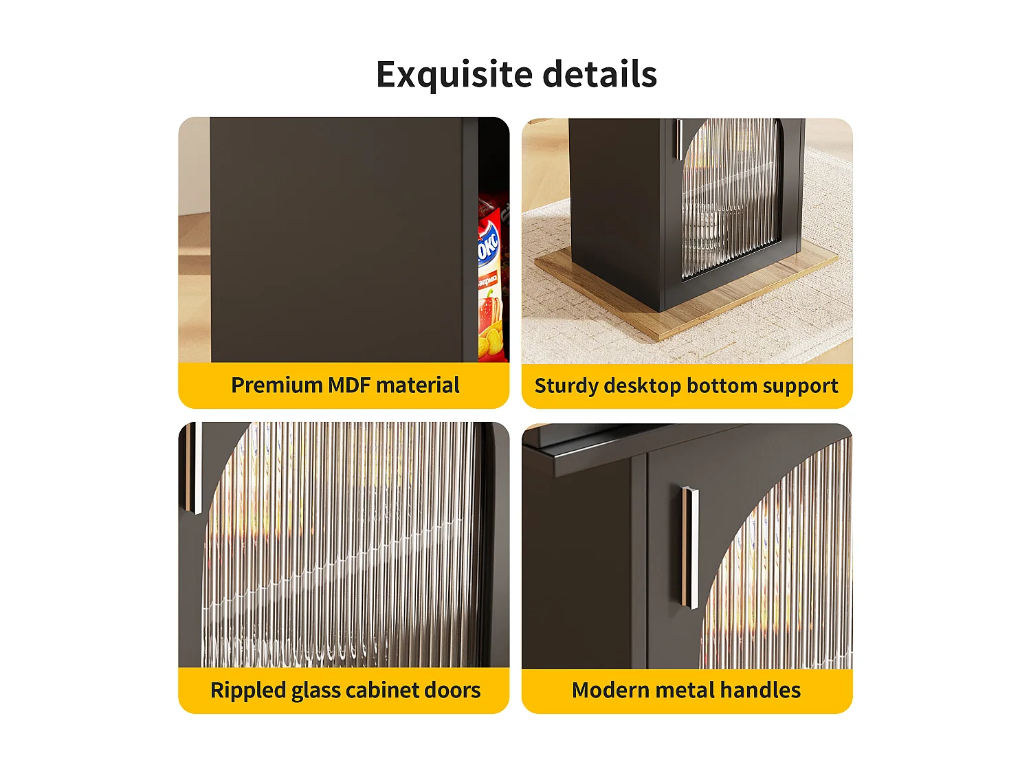 Mesa extensible de MDF con 3 estantes para cocina y salón 110-140×80cm natural y negra