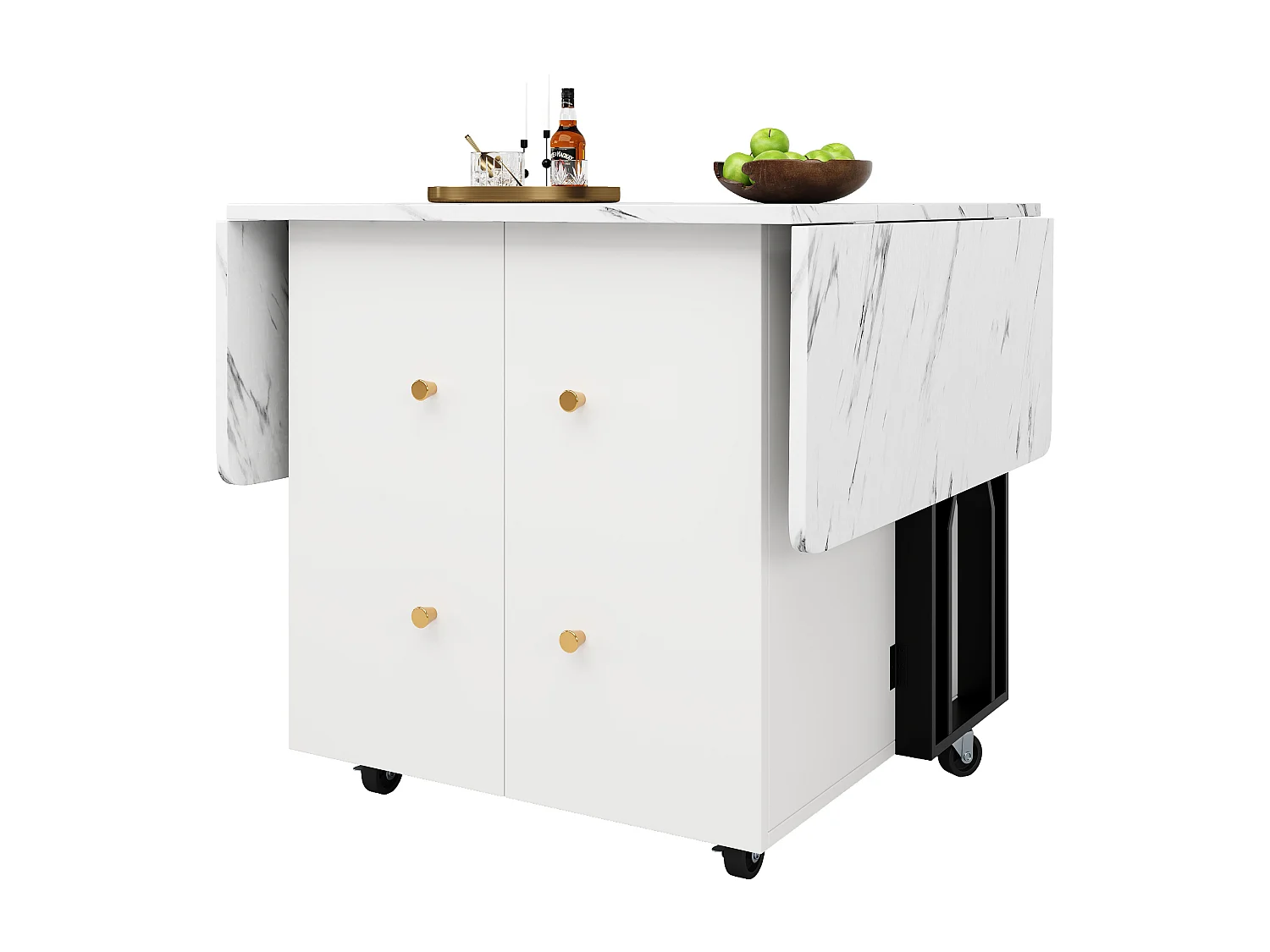 Tavolo repas pieghevole MDF marmo con rangement roulettes salon salle à manger 80-140 cm