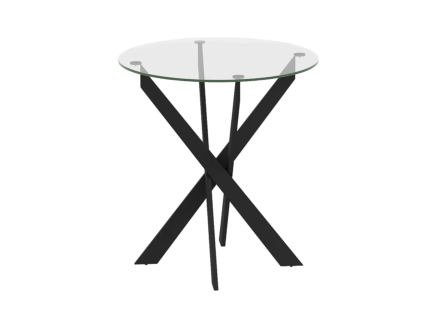 Mesa redonda de cristal templado de metal para 4 personas, para cocina y comedor, Ø70 x 75 cm, color negro