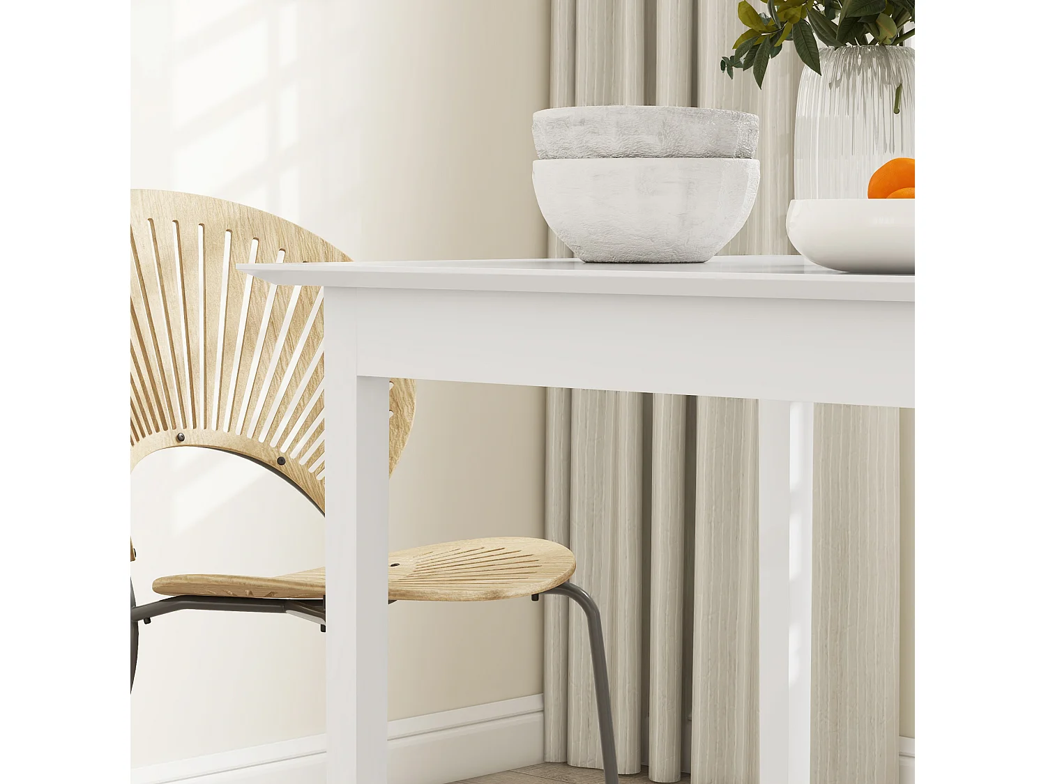 Table à Manger Carrée Bois 2 Personnes 75x75x76 cm Cuisine Salon Blanc