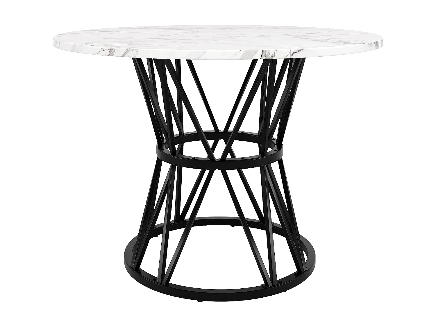 Mesa redonda 100×100×76cm MDF imitación mármol metal negro cocina salón