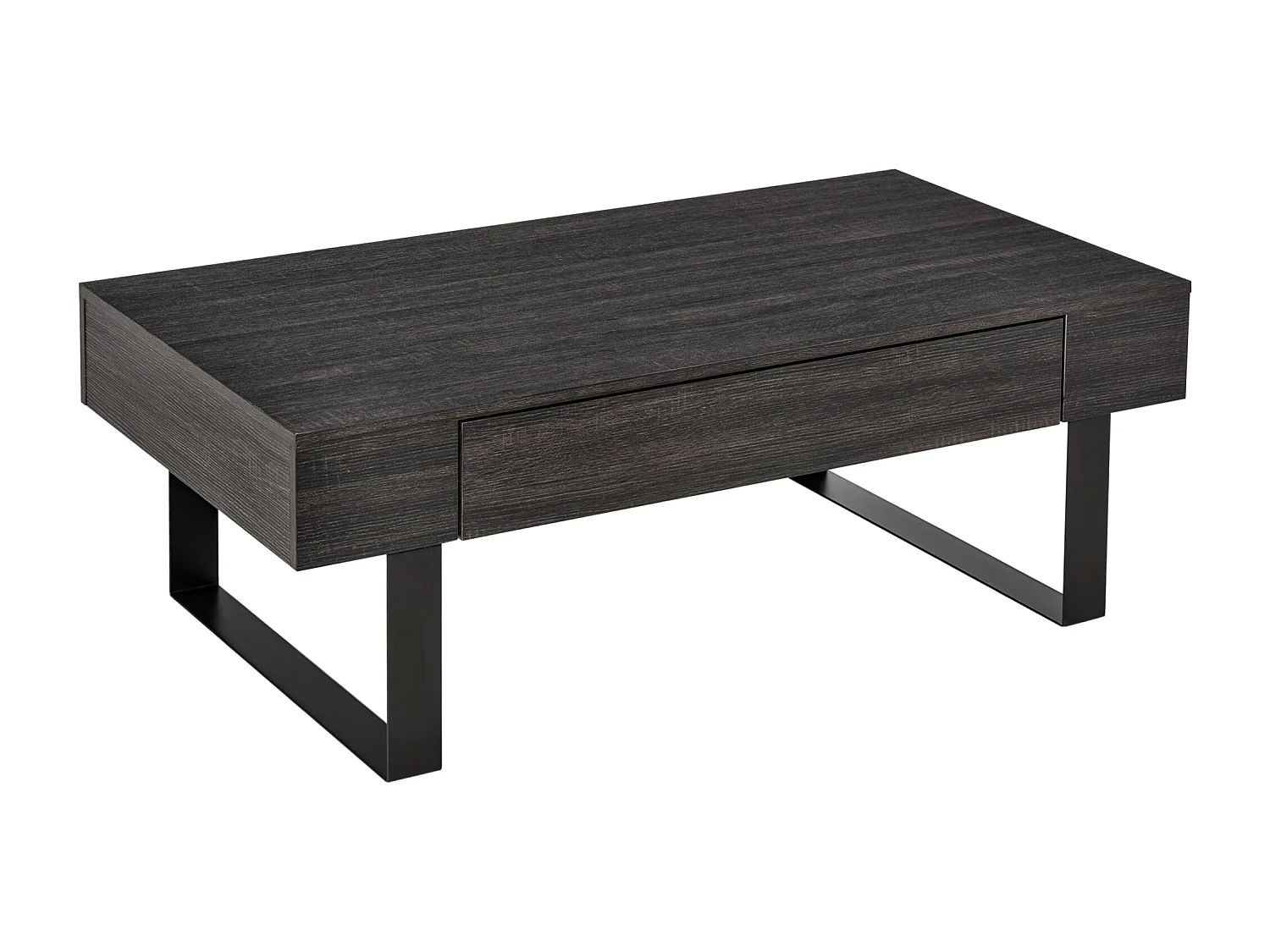 Tavolo Basse MDF Métal avec Tiroir Étagères Salon Bureau 110x60x40 cm Noir