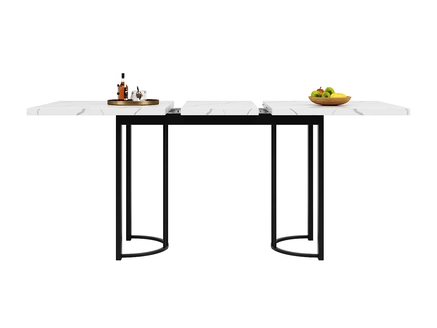 Mesa extensible de MDF 140-179,5×80 cm cocina salón patas metal blanco/negro