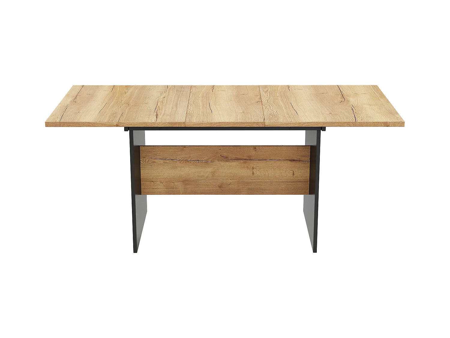 Mesa de comedor extensible de metal MDF 4-6 personas diseño madera natural 140/180x80cm