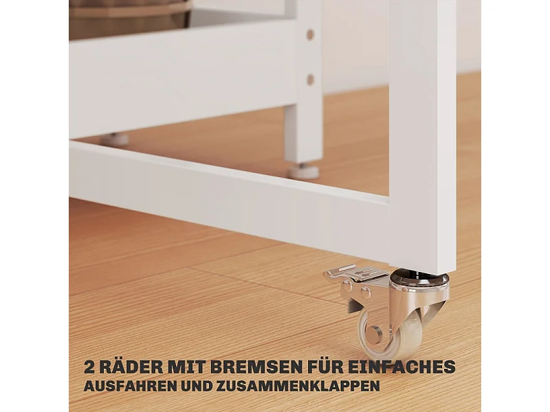 Tavolo pieghevole 2-4 persone MDF melaminico con ripiani cucina salle à manger 133x80x75 cm bianco